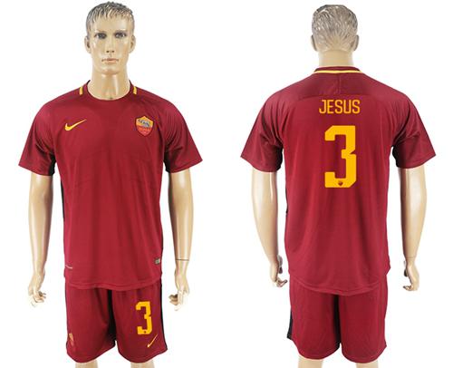 Roma #3 Jesus Red Home Soccer Club Jersey